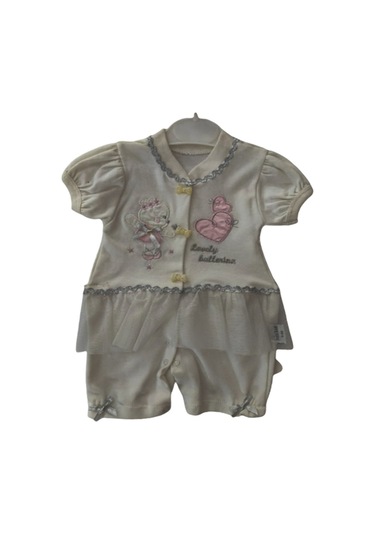 Cebeciticaret Kız Bebek Tulum Ekru-Ekru-6- 9 Ay Çok Renkli
