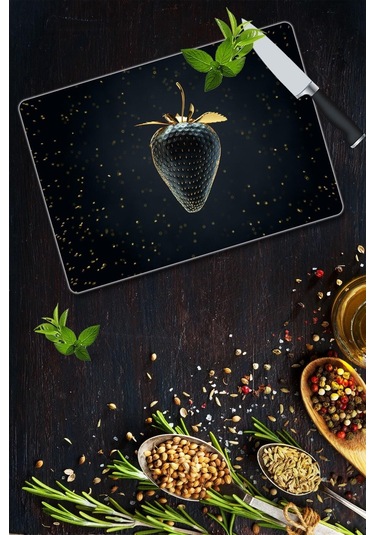 Altın Çilek Cam Kesme Tahtası - Cam Kesme Tablası | 20 Cm X 30 Cm