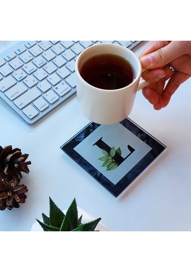 Decorita Cam Bardak Altlığı L Harfli Tasarım 4'lü Takım 10 x 10 CM Çok Renkli