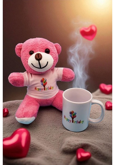 Pembe Peluş Ayıcık Ve Kupa Seti