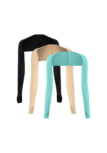 Padalink Golf Ve Bisiklet İçin Güneşten Koruyucu Tek Parça Omuzlu Kolenik - Nane Yeşili, Siyah, Ten Rengi 3 Adet