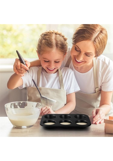 Paket Yapışmaz Muffin Kalıbı Karbon Çelik Kek Kalıbı Muffin Kalıbı Siyah