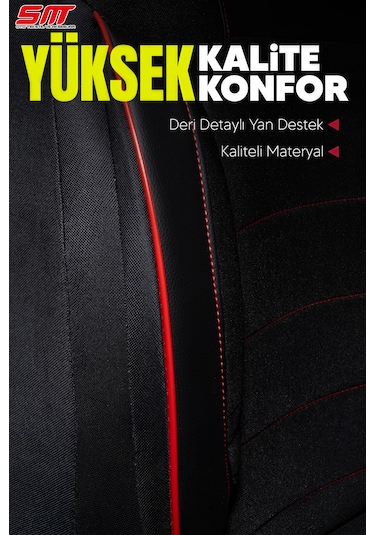 Era Serisi Universal Oto Koltuk Kılıfı Siyah-kırmızı