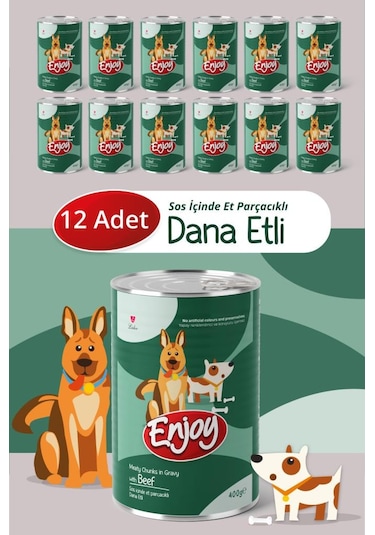 Enjoy Dana Etli Köpek Konservesi Sos İçinde Et Parçacıklı 400 Gr X12