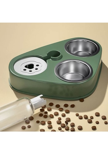 Monozone 3in1 Kedi Köpek Paslanmaz Çelik Mama Su Kabı