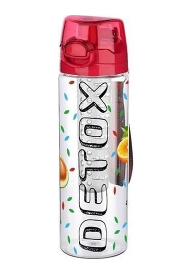 Tutma Saplı Kilitli Kendiliğinden Süzgeçli Kolay Taşınabilir Detoks Sporcu Diyet Matarası Şeffaf