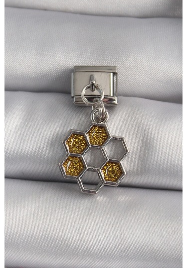 316l Çelik Gümüş Renk Sallantı Simli Bal Beteği Model Nomination Charm Çok Renkli