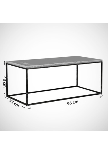 Cosco Siyah Mermer Orta Sehpa Metal & Orta Masa Royal/Metal Ayak