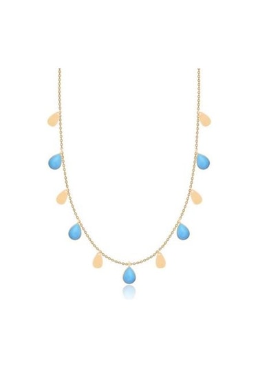 Tektaş - Sarı Altın 14 Ayar Firuze Taş Kolye N11.45809