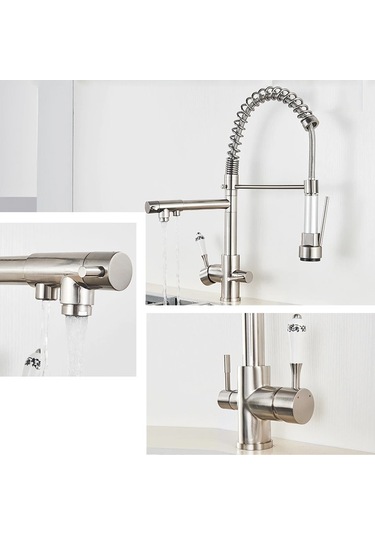 Mutfak Eviye Bataryası Dual Flow Su Arıtma Çıkışlı Spiralli Yeni