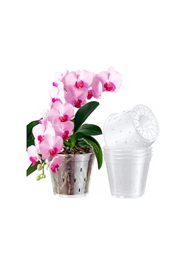 Saburg Orkide İçin Saksı, 3 Adet, 0,7 Litre, Tablalı 299473002