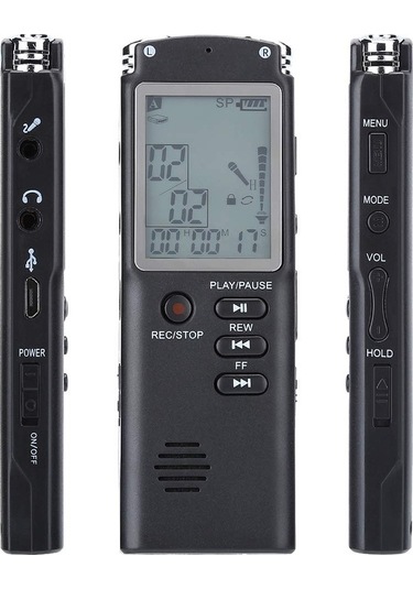 Createtech 16 Gb/32 Gb Dijital Ses Kaydedici Usb Şarj Özellikli Taşınabilir Kayıt Cihazı