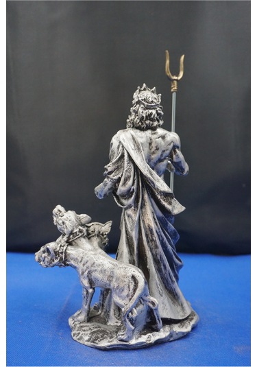 Hades Heykel Biblo Tasarım 25 Cm Mitolojik Obje Hediyelik Eşya Ev Dekor Gümüş