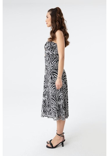 Soul 31202-23y Kadın Askılı Elbise SOUL-31202-R1571 Ekru - Siyah