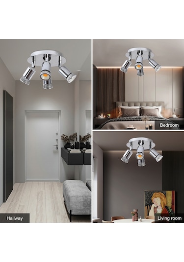 Yaozixa 4 Kafa Gu10 Tavan Spot Işığı - Açısı Ayarlanabilir - 85-265v Geniş Voltaj - Pencere Ve Duvar Aydınlatması - Ampul Yok Şeffaf