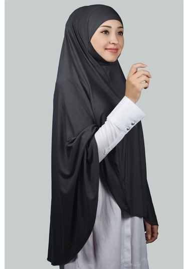 Altobeh Hazır Türban Peçeli Pratik Eşarp Tesettür Nikaplı Hijab - Namaz Örtüsü Sufle (5XL) - Füme