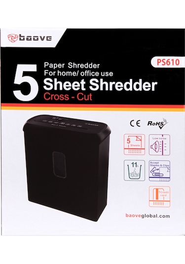 Baove PS610 Evrak İmha Makinesi ve Kağıt İmha-Cd -Kredi Kartı İmha Makinesi - Çapraz Kesim - 11 L
