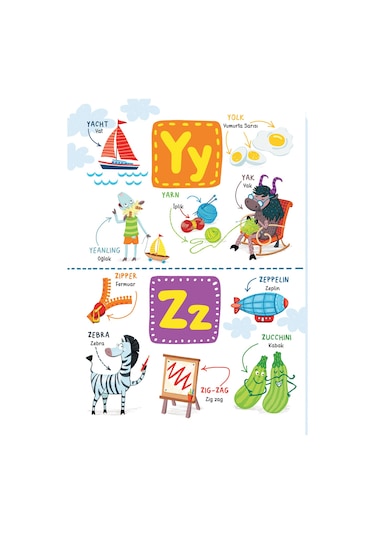 A'dan Z'ye Eğlenceli Resimlerle İngilizce İlk 200 Kelime