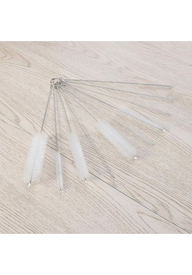 Şişe Fırçası Temizleme Fırçaları Şişe Borusu Su Isıtıcısı Çaydanlık Beyaz - 10 Adet