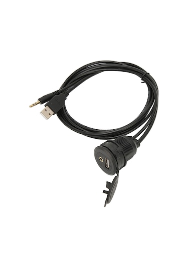 Kangvka Usb 2.0 3.5mm Aux Ertelenmiş Kablosu, Araba-motosiklet-tekne İçin Su Geçirmez, Gömülü Tasarım, Dayanıklı Pc Malzeme, 1m Uzunluk