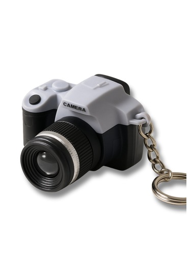 Waves And Pebbles Fotoğraf Makinesi Anahtarlık Açık Gri