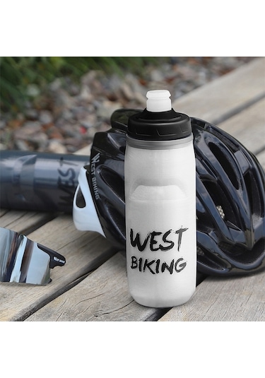 West Bıkıng Yp0721047 Yalıtımlı Pp+Silikon Sıkılabilir Su Şişesi Bisiklet Içme Bardağı Bpa Içermez Fda Sertifikalı Değil - Mavi