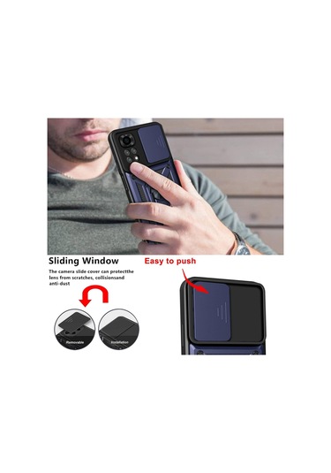Xiaomi Redmi Note 11 Pro 4g Kılıf Kamera Koruma Sürgülü Antishock Magnetic Yüzüklü Standlı Kapak
