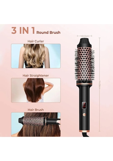 Termal Fırça 1.5 Inç Isıtmalı Kıvırma Fırçası Seramik Bukle Siyah