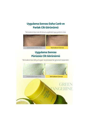 Yeşil Mandalina Özlü, Leke Karşıtı Nemlendirici Maske Goodal Green Tangerine Vita C Wash Off Mask