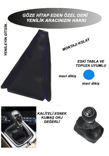 Chevrolet Aveo Uyumlu Oto,araç Vites Körüğü Mavi Dikiş Bmw 1 Serisi