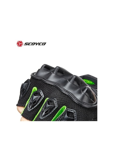 Kosona Yeşil Xl Bilek Korumalı Yarı Parmaklı Motosiklet Sürücü Eldiveni Mc29