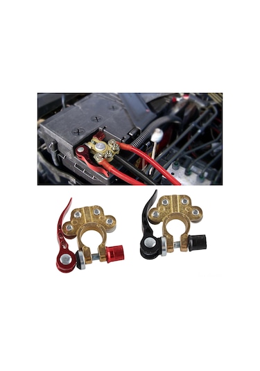 Moveevo Messingli Akü Terminali Bağlayıcı Kırmızı + Siyah - 4 Yollu Bağlantı, Sarımsaklı Malzeme, Sae/jıs Uyumlu, 45-200ah Aküler İçin, Hızlı Kurulum Anahtarı