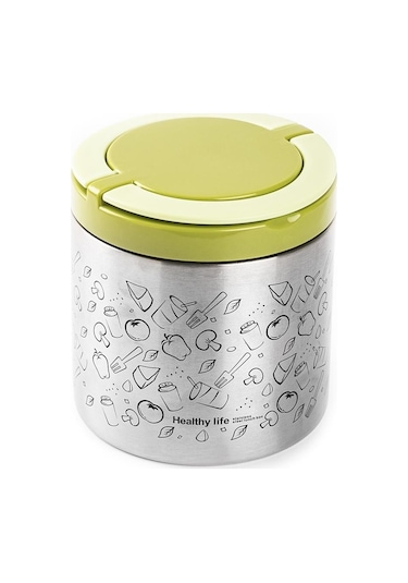 Tantitoni 036-01-tedemeı Paslanmaz Çelik Yuvarlak Desenli Yemek Termosu 630ml Yeşil