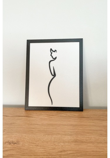 Klks521a - Modern Siyah Çerçeveli Kadın Silüetli Ahşap Tablo 3d Katmanlı Dekor 25x20 Cm