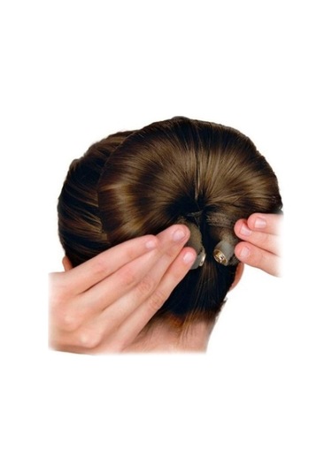 Kadın Naylon Saç Halkası Toka Düz Renk Uzun Şerit Şekli Donut Bun Saç Aksesuarları Kahverengi