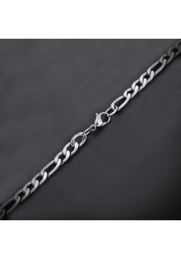 Chavin Figaro Model Yassı 70 CM 6 MM Uzun Çelik Erkek Zincir dm15 Gümüş