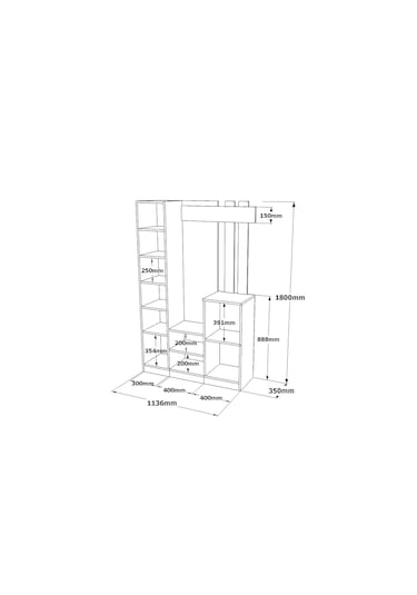 Robin Home Lenka Vestiyer Portmanto Ayakkabılık Çam-gri