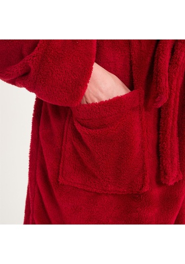 Erkek Welsoft Şal Yaka Polar Sabahlık-Bordo