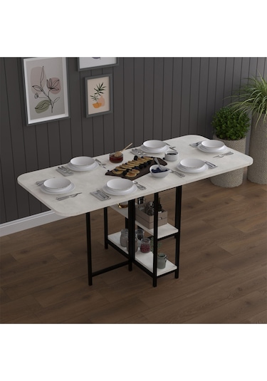 Metal Ayaklı Katlanır Mutfak Masası Km-31 Retro Taş Retro Taş