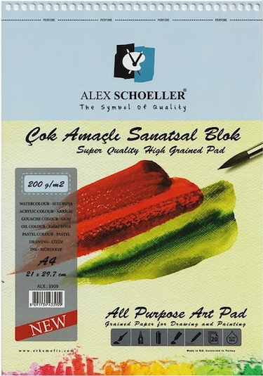 ALEX SCHOELLER ÇOK AMAÇLI 200 GR A4 20.Lİ SPİRALLİ RESİM DEFTERİ