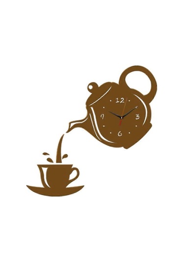 Kahve Kupası Ve Çaydanlıklı 3d Seramik Kendin Yap Dekoratif Duvar Saati Seti B Diğer