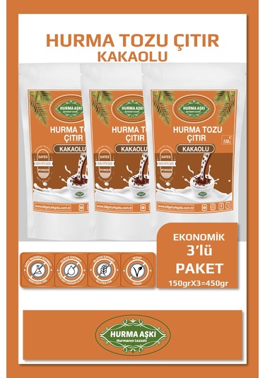 Hurma Aşkı Hurma Tozu Çıtır Kakaolu 3 x 150 G