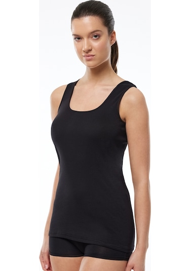 Malabadi Kadın Siyah 6 Lı Paket %100 Pamuk Ribana Kalın Askılı Atlet 106-e Siyah