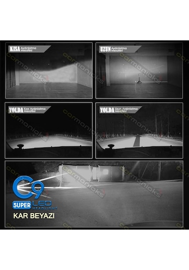 C9 Trio Üç Renk Led Xenon Far Ampulü Buz Mavi Beyaz Gün Işığı H4