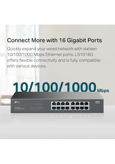 Tp-link Ls1016g 16-port Gigabit Portlu, Metal Kasalı, Qos Özelli