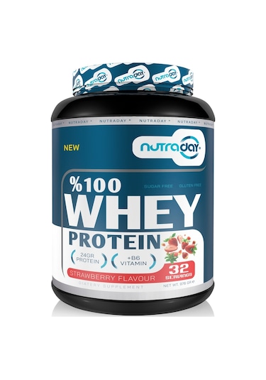 Whey Protein 976 Gr Çilek Aromalı Protein Tozu 24 Gram Protein 32 Servis