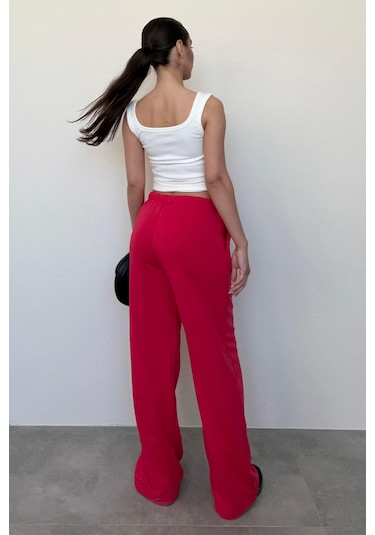 Madmext Kırmızı Bol Paça Kadın Eşofman Altı Mg2279 Kırmızı