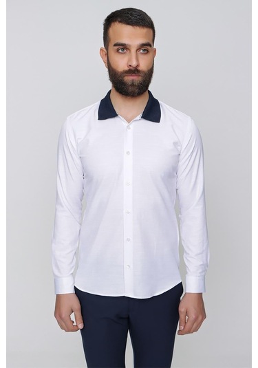 G 1491 Slim Fit Beyaz Spor Gömlek Beyaz