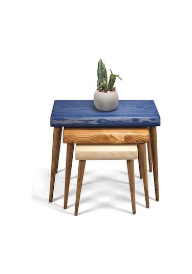 Doğal Ağaç Masif Kütük 3’Lü Zigon Sehpa (538148891)