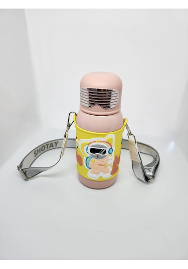 Shotay St-8812 Space 600ml Çift Başlık Kapak Termos Matara Pembe
